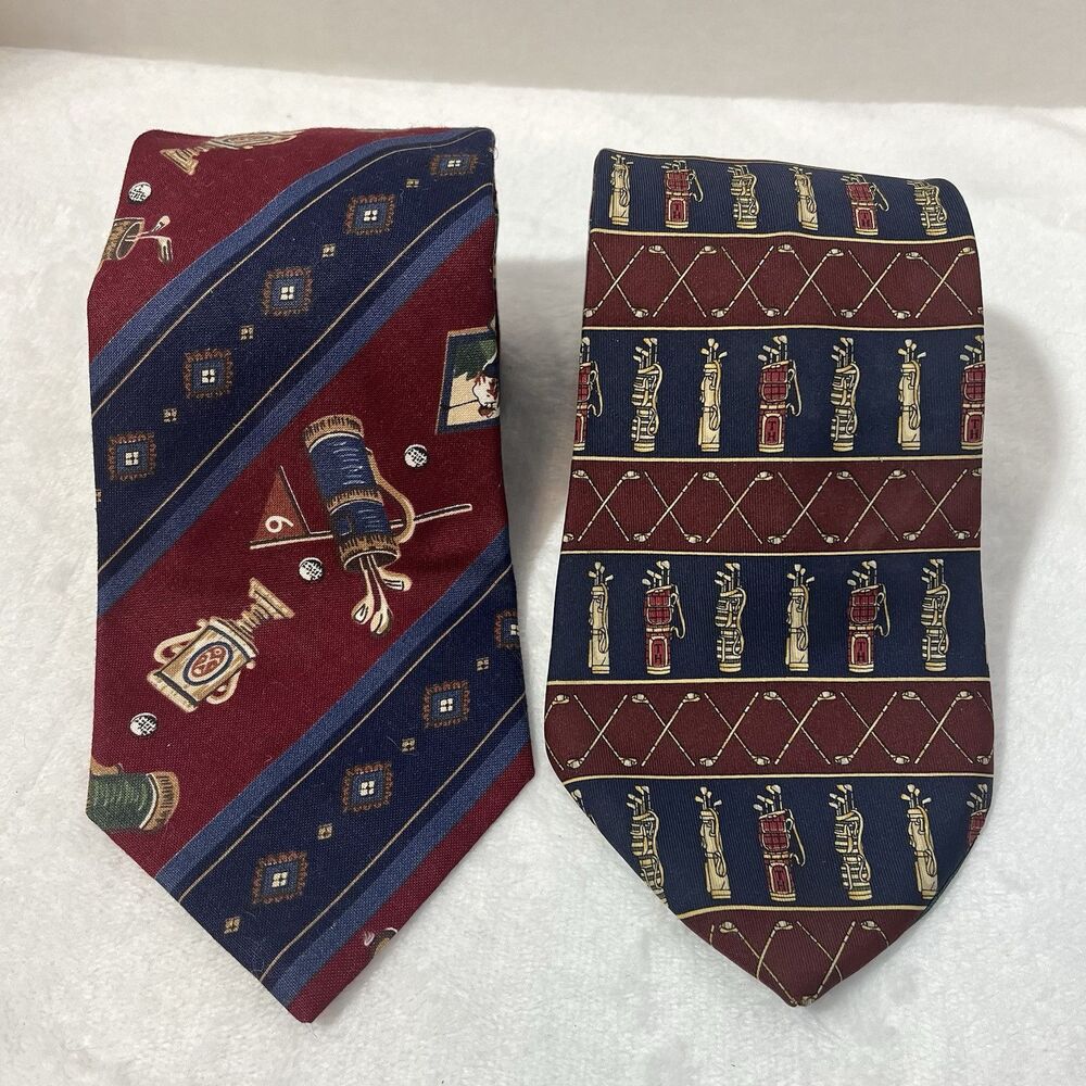 Men’s Neck Ties Lot Of 2 Tommy Hilfiger & Tango Dad Cotton Italian Silk Made USA